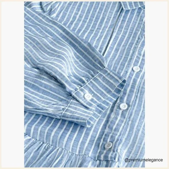 Maxi Dress with Pockets, 3/4 Sleeve, Loose Fit, Tiered Skirt, V-Neck - Picture 5 of 7